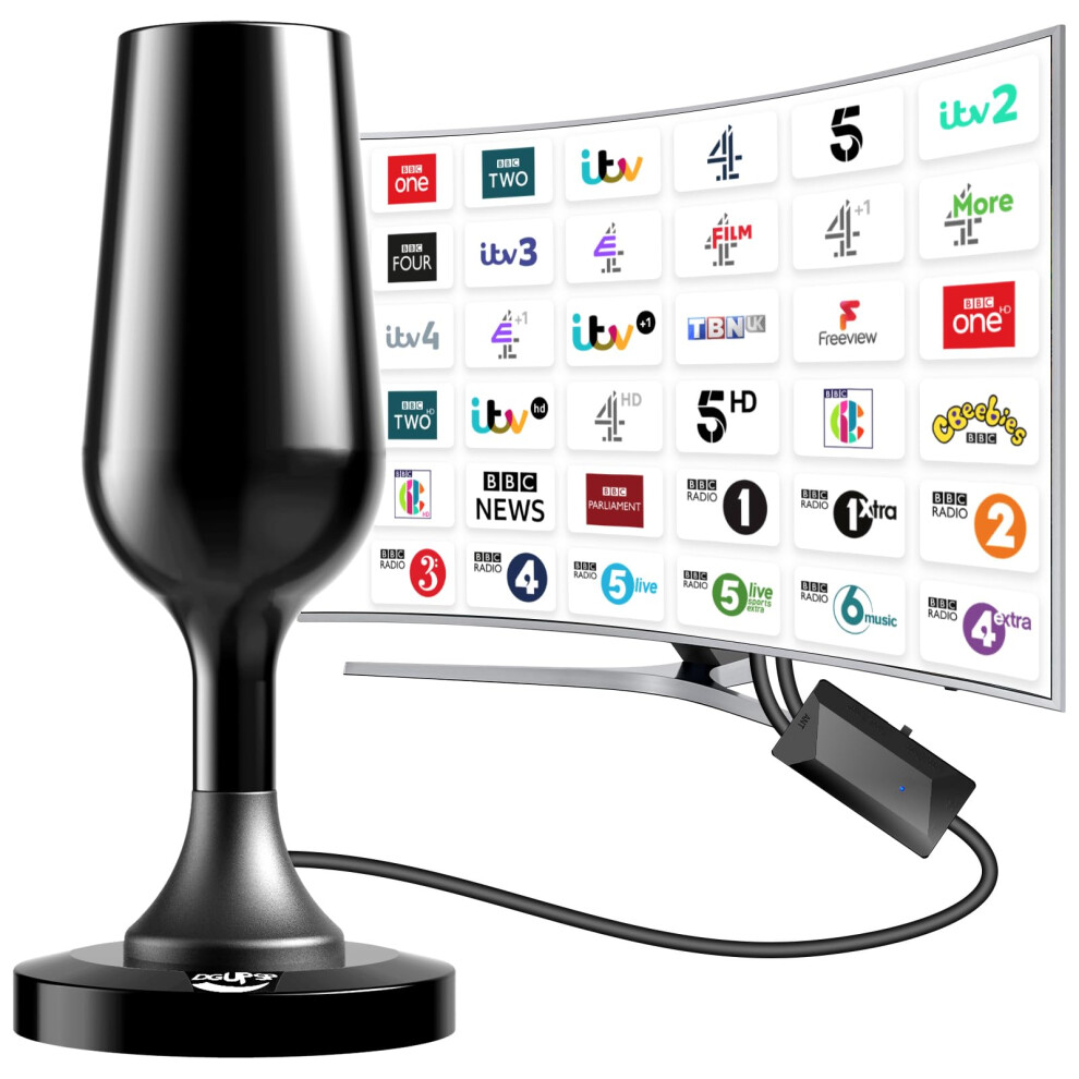 Tv Aerial, Freeview Indoor Aerial Tv With Magnetic Base 560+ Miles Long Range, Digital Hdtv Antenna Indoor With Signal Booster, Support Vhf/Uhf/Dab R 5007787276647