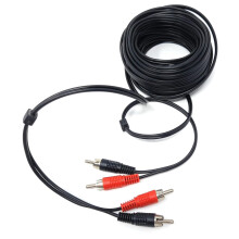 DRUT 20m RCA to RCA Phono Twin Jack to Jack Stereo Audio Cable Lead Cord Compatible With CD/DVD/Amplifier/Hifi/DJ Mixer/Turntable 65ft Black Nickel C