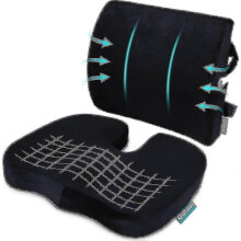 Cojín de espuma viscoelástica para asiento de coche con soporte para la espalda y la zona lumbar.