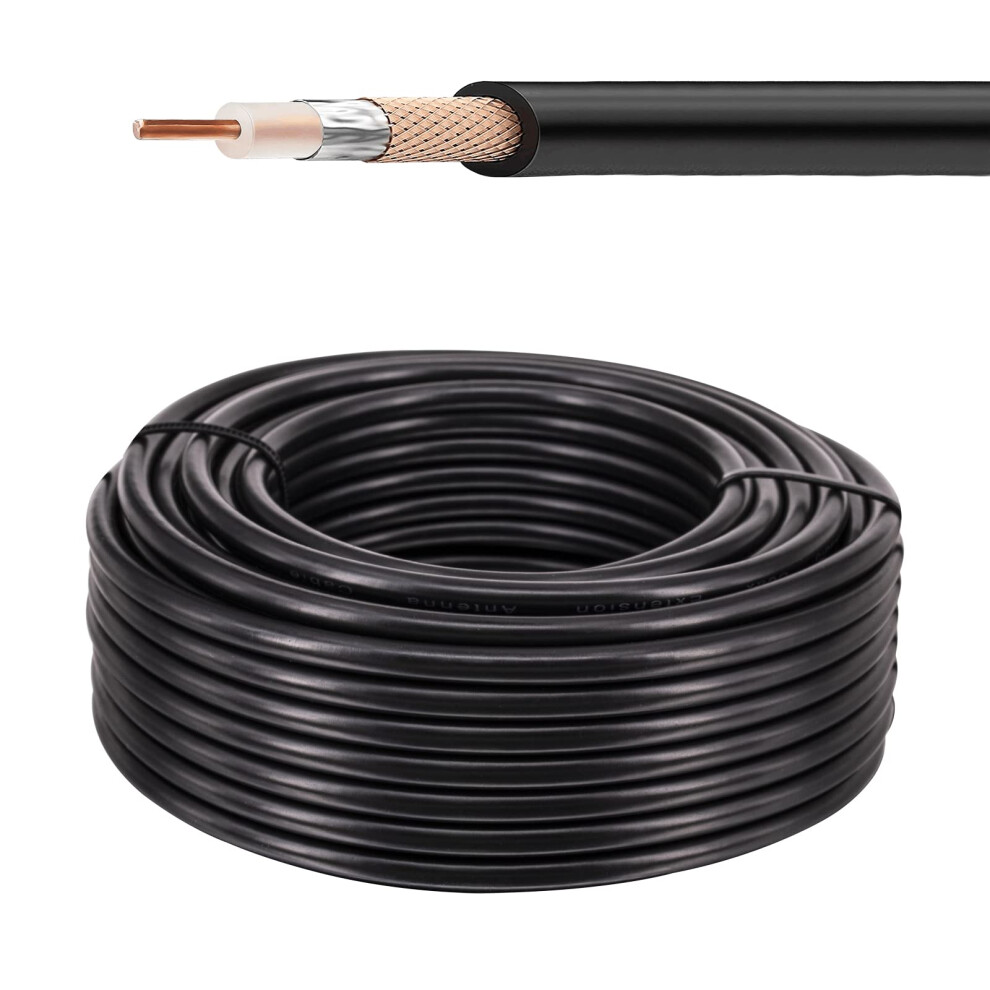 Urcianow Rg58 Coaxial Cable - 15Meters Low Loss 50Ohms Rg58 Rf Coax Cable For Sma, Uhf, F, N, Bnc, Tnc Connectors - Wifi Router Signal Booster Amplif 5003510330877