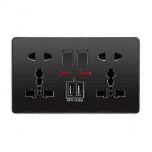 Push button outlet with dual USB ports for European homes