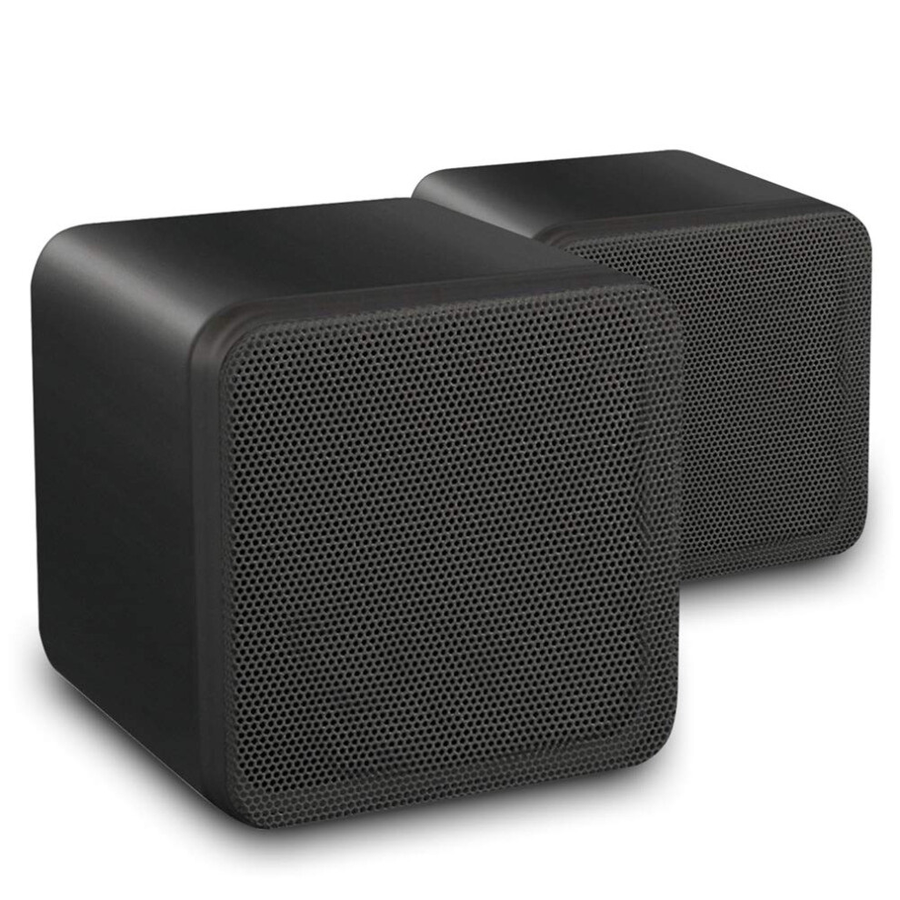 eAudio Pair of Black HiFi Stereo Bookshelf Cube Speakers Home Cinema Surround Sound 4" 80 Watts-image-OPC-PWDY6XK-NEW
