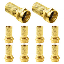 KUOQIY 10 PCS Screw on F Plug Connectors, F Connectors, Micro Screw/Twist On Aerial Coaxial Cable RG6, for Satellite TV Aerial Coax Coaxial Cable, Go