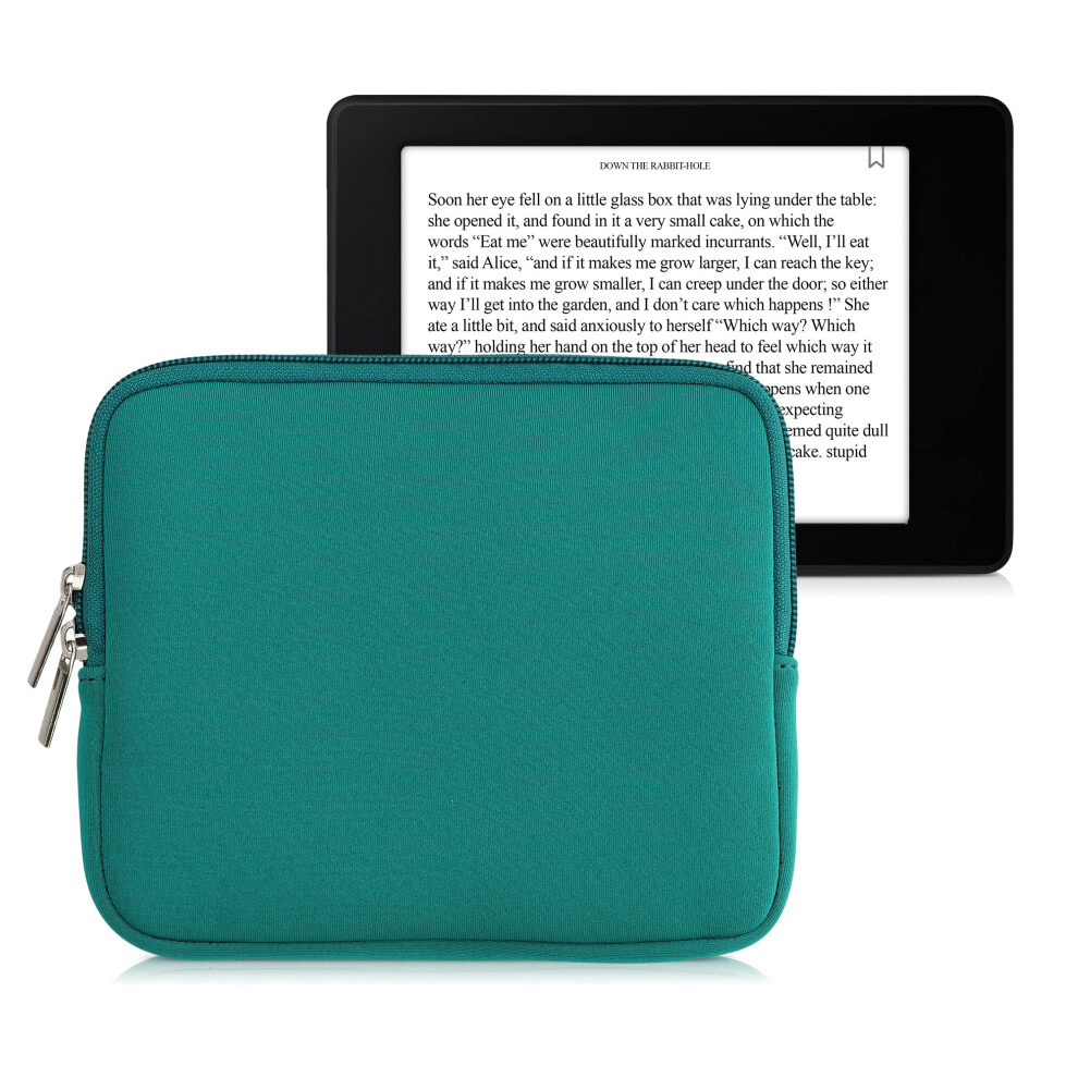 Kwmobile Neoprene E-Reader Pouch Size 6,8-7" Ereader - Universal Ebook Sleeve Case With Zipper - Petrol 5008271162361
