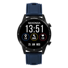 Sekonda Active Go Smart Watch in Black with Blue Silicone Strap
