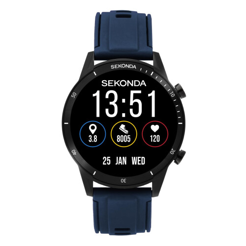 Sekonda Sekonda Active Go Smart Watch in Black with Blue Silicone Strap