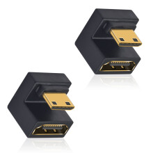 Duttek U Shape HDMI to Mini HDMI 8K Adapter, Down Angle Mini HDMI Male to HDMI2.1 Female Extension Adapter,Support 8K@60Hz,48Gbps for Camera, Monito