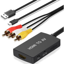 Uzifhdhi HDMI to RCA Converter with HDMI Cable, HDMI to Composite AV CVBS Converter support Sky/DVD/Wii/PS2/N64 on TV