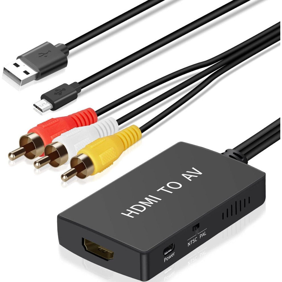 Uzifhdhi Hdmi To Rca Converter With Hdmi Cable, Hdmi To Composite Av Cvbs Converter Support Sky/Dvd/Wii/Ps2/N64 On Tv 5004331963817