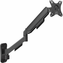 VIVO Height Adjustable Pneumatic Extended Arm Single Monitor Wall Mount, Full Motion Articulating, Fits 17 to 27 inch Screen, Black, MOUNT-V001G