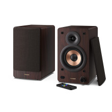 Sharp CP-SS30(BR) 60W RMS (2x 30W) 2-way Active Bookshelf Speakers - Wireless Studio Monitors with Bluetooth v5.0 Audio Streaming, USB Playback, Opti