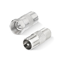 Superbat F-type Male to TV Female + F Female to Pal Male Coax Adapter Kit for Satellite, Antenna, Aerial Cables Compatible with TV, Router, Modem, Sa