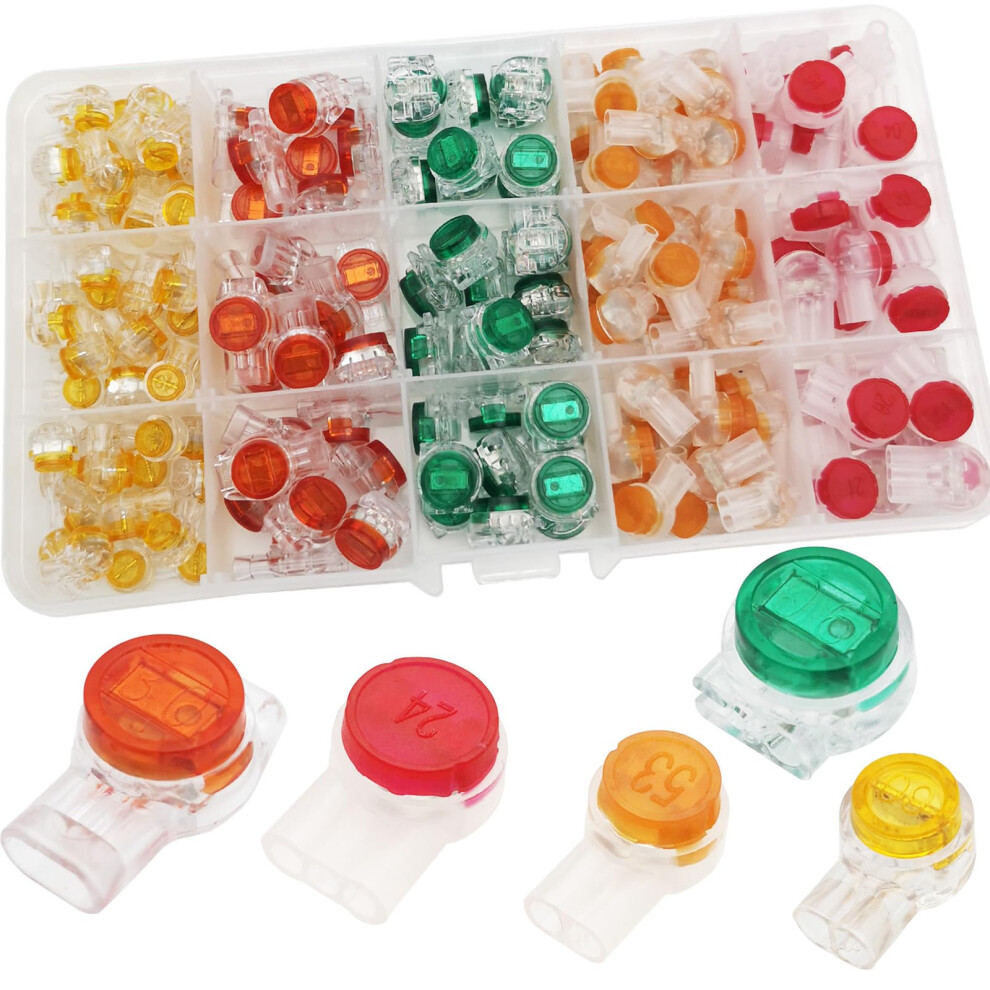 Ctricalver 174 Pcs Telephone Wire Connectors, Uy/Uy2/Ur/Ur2/Ug Phone Wire Splice Kit, Jelly Crimp Connectors, Clear Button Telephone Cable Connectors 5000739452465