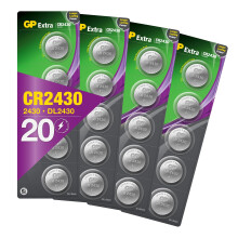 CR2430 Battery 3V Lithium Pack of 20 Batteries by GP Batteries Type CR2430 Cell Size Super Alkaline Extra Batteries ideal for: Toys/Radio's/Garden eq