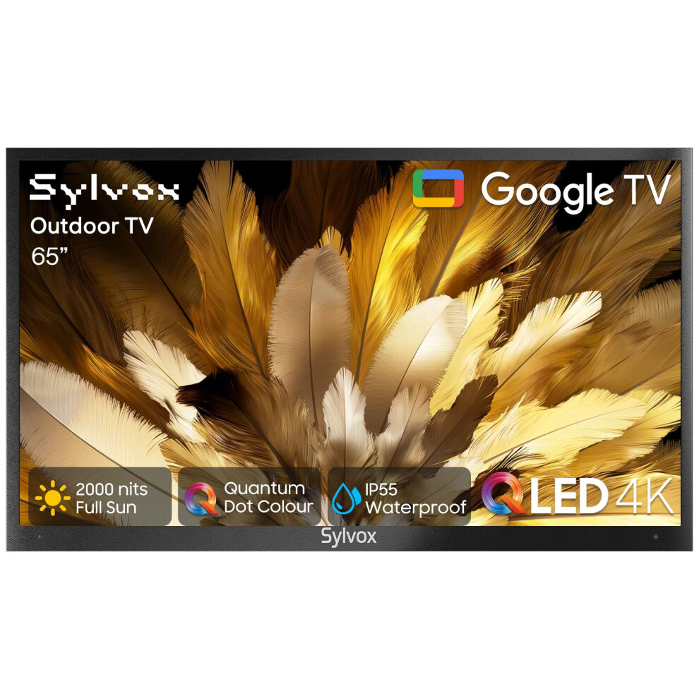Sylvox Outdoor Tv, 65 Inch 4K Qled Smart Tv, Quantum Dot, 2000Nit Ultra Bright Qled Television For Full Sun, Direct-Sun Protection, Ip55 Waterproof, 5008868267660