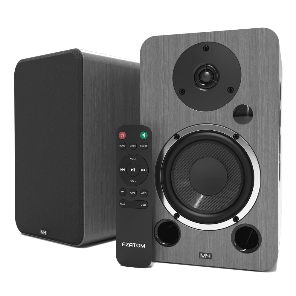 Azatom Active Bookshelf Speakers 80W | Bluetooth | 4.5Â Carbon Fibre Driver, Silk Tweeter | 24Bit Dac Built-In | Perfect For Music, Gaming, Vinyl Tu 5005806656371