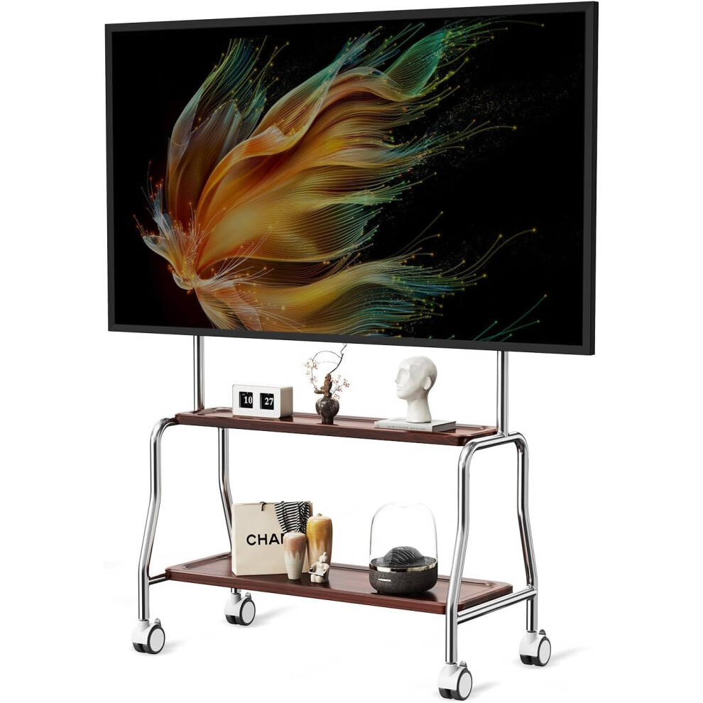 Mobile Tv Cart Easel Rolling Tv Stand For 32 To 75 Inch Lcd Led Oled Flat Panel Screens, Stainless Steel With Wheels 110 Lbs Max Vesa 600X400mm 5004021957997