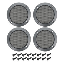 sourcing map 4 Pcs 4inch Black Speaker Grill Mesh Metal Woofer Guard Protector Dust Cover Iron Gray Decorative Circle ABS Frame with Screws for Home