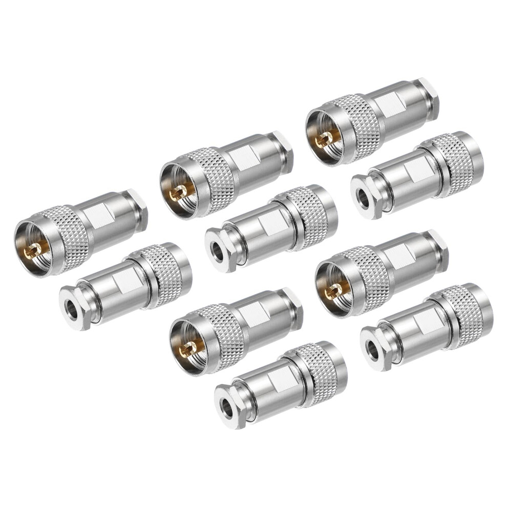 Sourcing Map 10 Pcs Uhf Male Clamp Connector, 6Mm Pl259 Attach Adapter End Rf Coax Connector Adapter For Rg58 Rg141 Rg142 Rg303 Rg400 Lmr195 Lmr200 C 5003775697661
