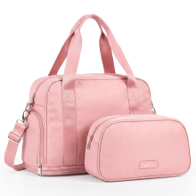 LUGG Duffle & Toiletry Bag Set EasyJet Compatible Waterproof Travel Bags for Men & Women Lightweight, Durable 230D Twill Fabric, Rose Gold