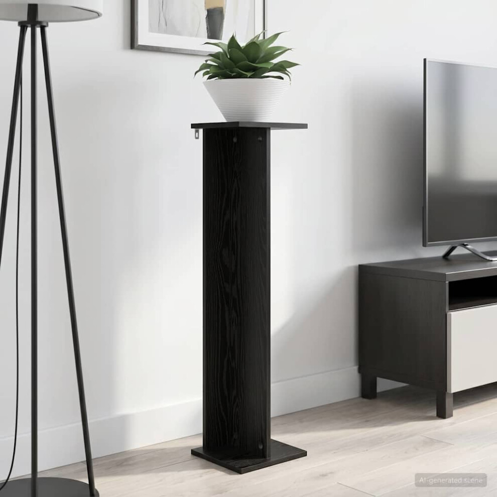 Vidaxl Plant Stand Oak 25 X 25.5 X 100.5 Cm Engineered Wood Black
