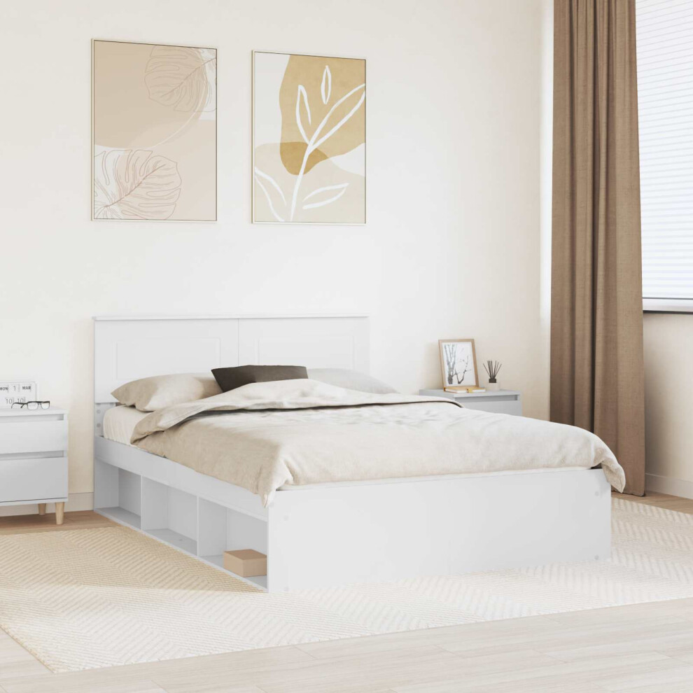 Vidaxl Bed Frame With Headboard White 160 X 200 Cm Engineered Wood