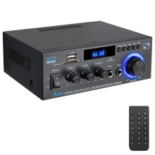 PROZOR Bluetooth Amplifier - 2.0 Channel HiFi Amplifier with IR Remote Support Bluetooth 5.0 / RCA/USB 2.0 / SD Card/FM / 2Mic Input Audio AMP 40Wx2