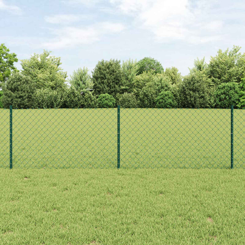 Vidaxl Chain Link Fence With Post 10 X 0.6 M Pvc-Coated Steel Green