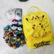 (yellow) Cartoon Theme Backpack Toy Set 96 Pcs PVC Glow in The Dark Party Decorations with 4 Random Balls Kids Party Supplies