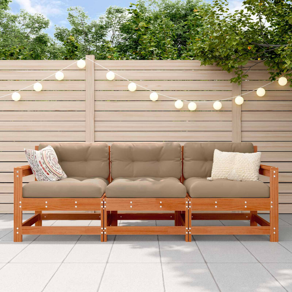 Vidaxl Sectional Sofa Units 3 Piece Wax Solid Pine Wood Brown