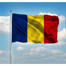 Drapeau double face de la Roumanie, bannière en polyester 90 x 150 cm, bleu, jaune et rouge.
