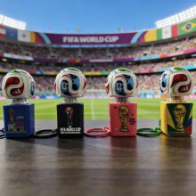 (red) Light-Up World Cup Keychain Sound Button Trophy Soccer Fan Creative Souvenir Gift