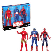 Marvel 6-Inch (15 Cm) Iron Man, Captain America, And Spider-Man Action Figure Set With Shield Accessory, Super Hero Toys For Kids, Ages 4+