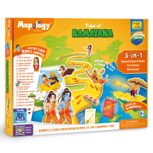 Imagimake Mapology Tales Of Ramayana | 3-In-1 Fun Family Board Game | Magnetic Path Puzzle | Ramayana Storybook | Trump Cards| Gifts For Kids Age 8,9,