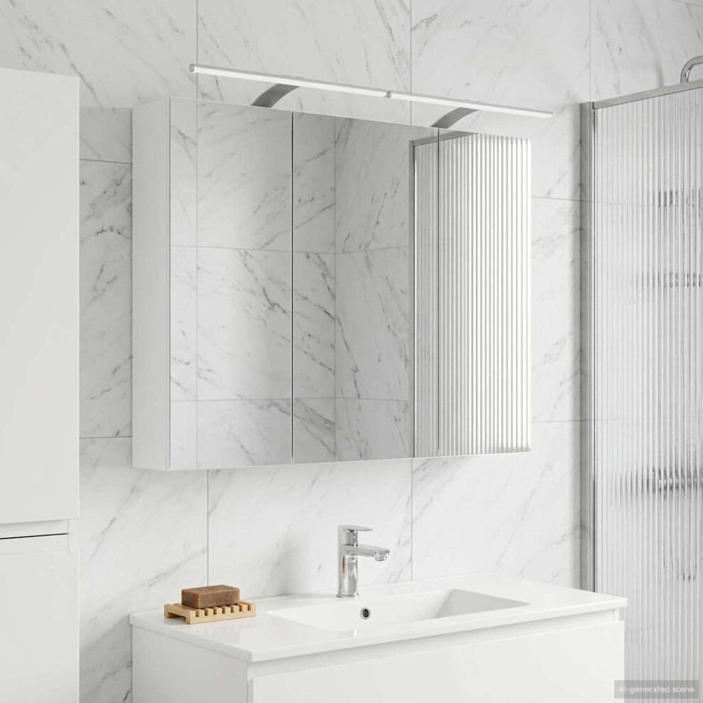 Vidaxl Bathroom Mirror Cabinet With Shelf White 100 X 14.5 X 70 Cm