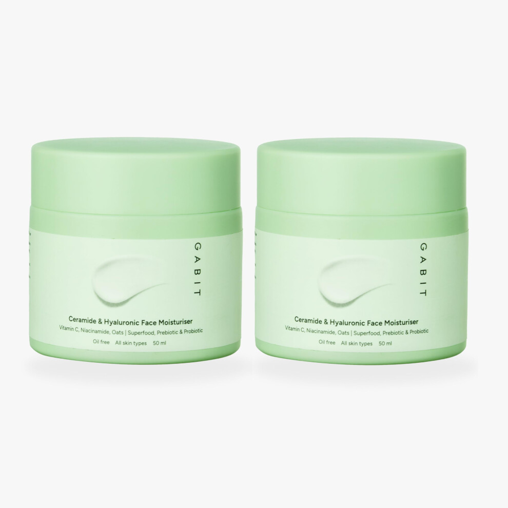 Gabit Ceramide & Hyaluronic Face Moisturiser | Lightweight Moisturizer To Hydrate & Brighten Skin | With Vitamin C, Niacinamide, Oats | For Women And
