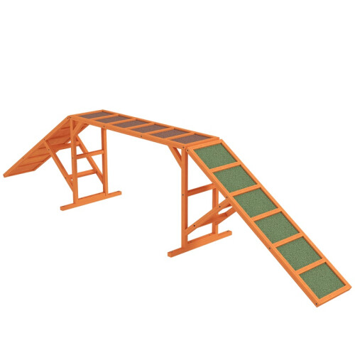 Pont d'agilité pour chiens avec surface antidérapante, orange