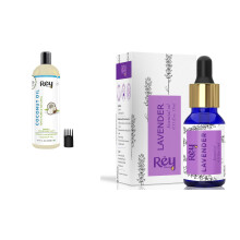 Rey Naturals Lavendel Eterisk Olja - 100% Naturlig - Avkopplande Bad|Kallpressad Kokosolja För Hår Och Hud