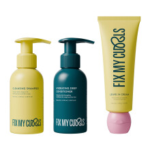 Kit de Definición de Rizos 3 Pasos | Champú Limpiador, Acondicionador Hidratante & Crema Sin Aclarado | Para Cabello Rizado