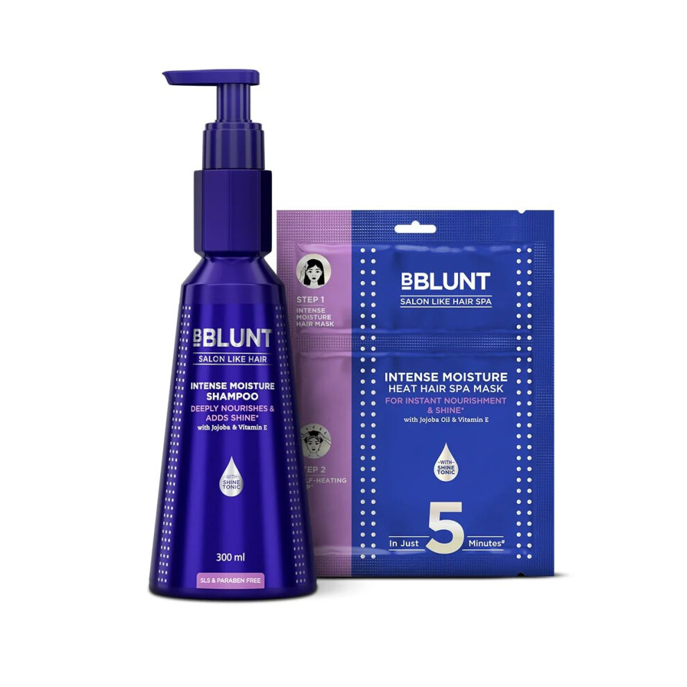 Bblunt Frizz-Free Hair Combo (Intense Moisture Shampoo + Intense Moisture Heat Hair Spa Mask) | Spectacular Shine