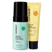 Cureskin Daglig Rengöring & Skydd Duo | PH-Balanserad Hydrerande Ansiktsrengöring + SPF 50 Aqua Solskydd