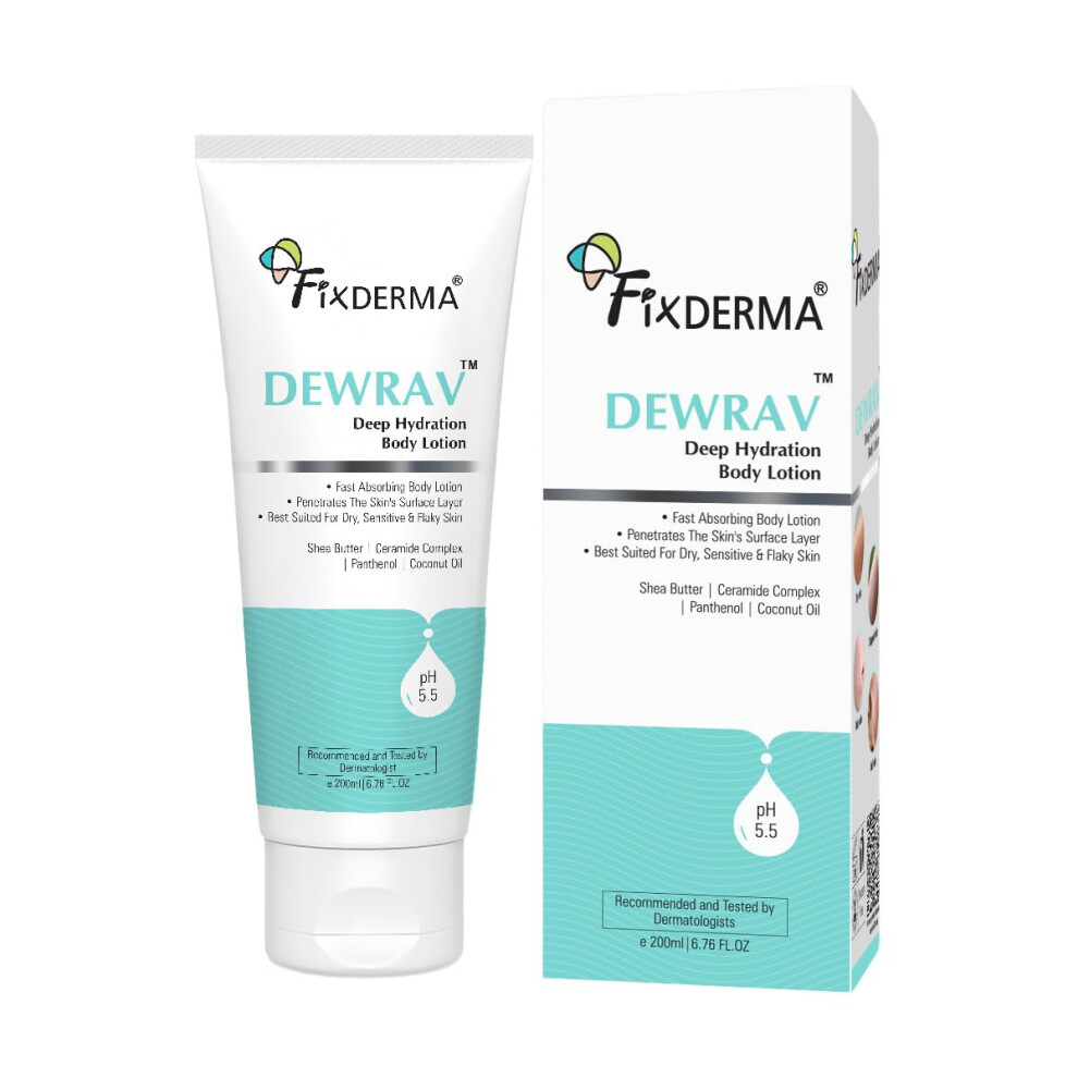 Fixderma Dewrav Deep Hydrating Body Lotion With Ceramide & Shea Butter | Moisturizer For Dry Skin | Body Lotion For Women & Men | Moisturizer For Body
