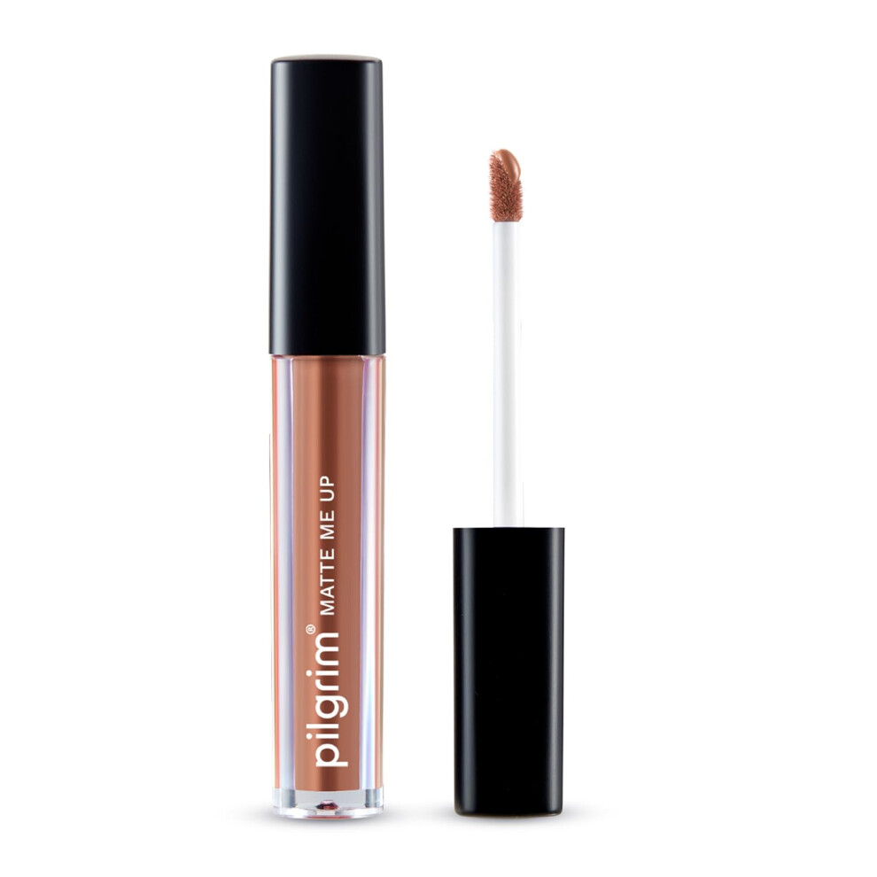 Pilgrim Liquid Matte Lipstick - Nude Feud | Lipstick For Women With Hyaluronic Acid & Spanish Squalane | Transferproof, Long Lasting & Non Drying With