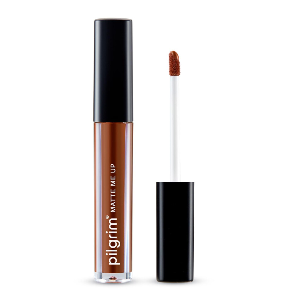 Pilgrim Liquid Matte Lipstick - Brown Mischief | Lipstick For Women With Hyaluronic Acid & Spanish Squalane | Transferproof, Long Lasting & Non Drying
