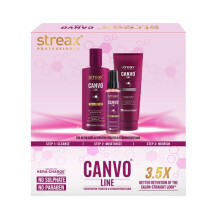 Streax Professional Canvoline Shampoo En Conditioner Met Haarserum Combo - 300Ml + 240G +100 Ml Voor Steil Haar
