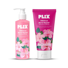Plix - The Plant Fix - Hibiscus Bond Repair Shampoo (200Ml) + Conditioner (175Ml) | Herstelt Structuur & Vermindert Breuk | Fiberhance & Tech