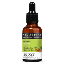 Soulflower Kallpressad Jojobaolja 100% Ren & Ekologisk För Hårväxt, Glödande Ansikte & Hud