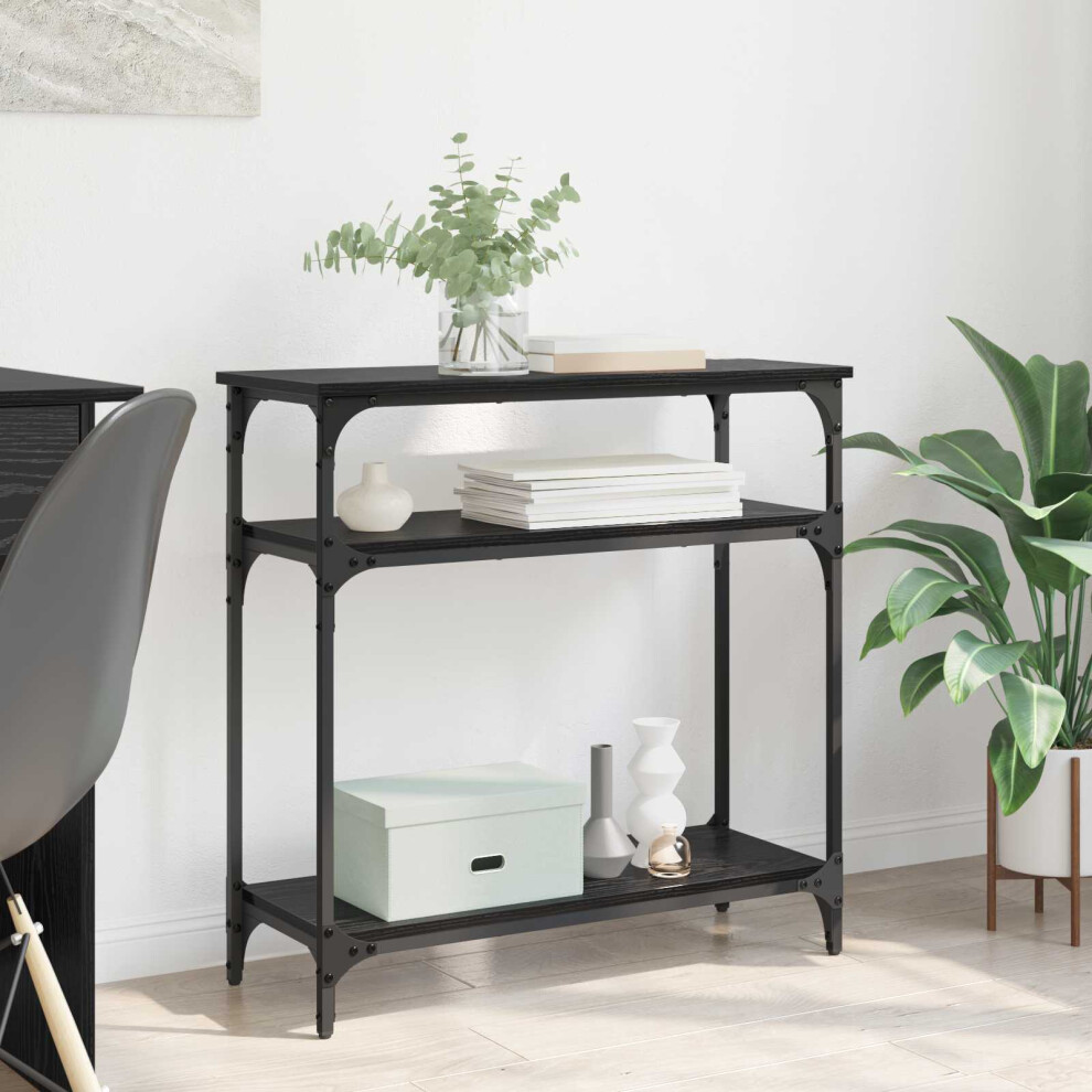 Vidaxl Console Table Oak 75 X 29 X 75 Cm Engineered Wood Black