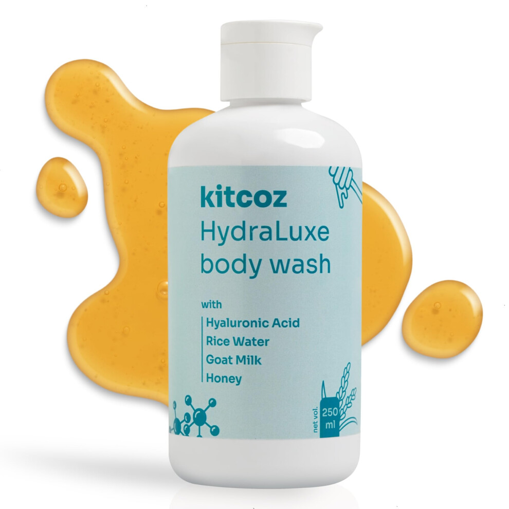Kitcoz Hydraluxe Body Wash For Intense Moisturising, Hydration, Softer & Smoother Skin | Gentle Body Wash For All Types Of Skin | Paraben & Sulphate F