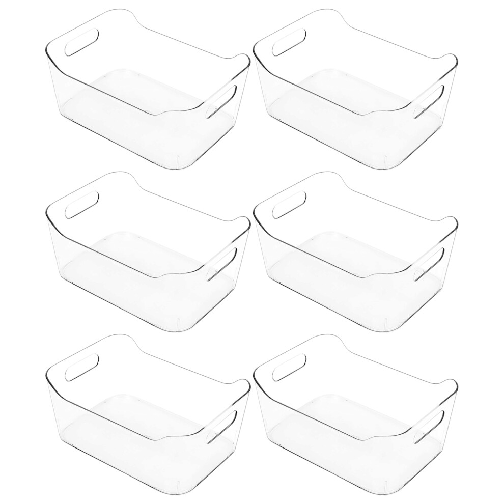 Semoic Refrigerator Organizer Bins 6 Pack - Clear Small Plastic Fridge Organizer With Handle For Freezer, Cabinet, Cupboard